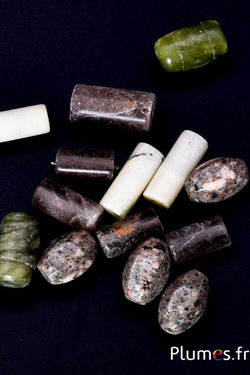 Natuursteen kralen - 15-20 mm, gat 2 mm - groen-wit-bruin-beige